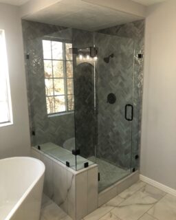 Multiple frameless glass panels according to this client’s preference. #showerglass